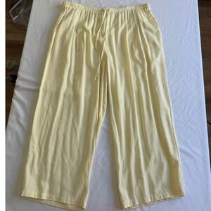 Vintage Jams World "French Vanilla" Crop Wide Leg Women's Pants L Butter Yellow